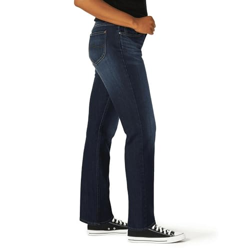 Lee Women's 5-Pocket Midrise Straight Leg Premium Denim Jean (US, Numeric, 20, Regular, Petite, Dark Wash)2
