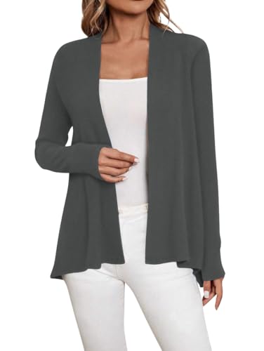 Image of Sweet Hearts Long Sleeve Black Cardigan for Women- Lightweight Open Front Knit Sweaters Women's Kimonos Fall Duster
