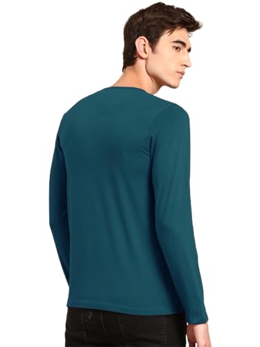 Image of LAZYCHUNKS Regular Fit Solid Super Combed Cotton Rich Henley Neck Full Sleeve Men's T-Shirt