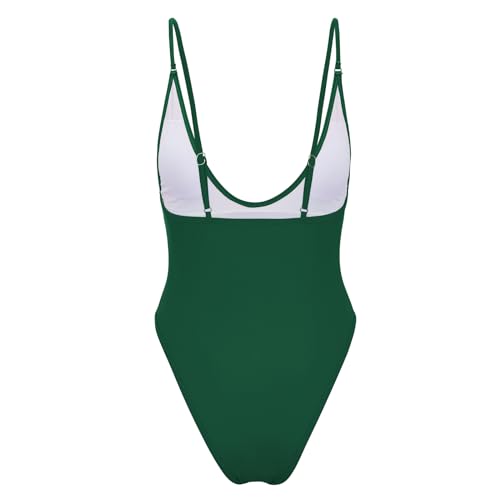 American Trends Women's One Piece Swimsuits Sexy V Neck Bathing Suit Open Back High Cut Swimwear3