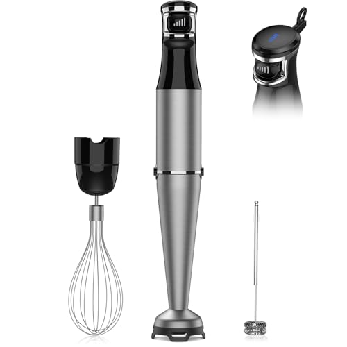 Immersion Blender Handheld 1100W - 3 in 1 Hand Blenders Set with Trigger Speed Control Stainless Steel Emulsion Stick with Whisk and Milk Frother, Emulsifier for Kitchen for Soup, Smoothie, Puree