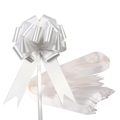 MingZhuInC Arcos blancos para boda, 30 unidades, lazo grande para envolver regalos para ramo de regalo, decoración de boda Cover