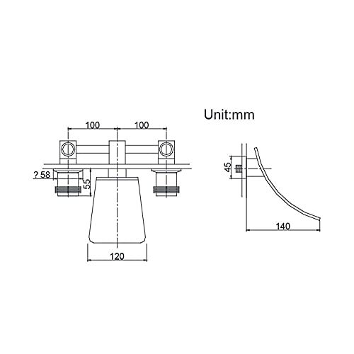 Robinet de lavabo cascade à double vis pour mitigeur eau chaude et froide - 7