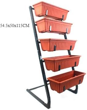 5 段鉄製立式ガーデンプラントスタンド 独立式高架プラスチック花鉢スタンド 緑植用