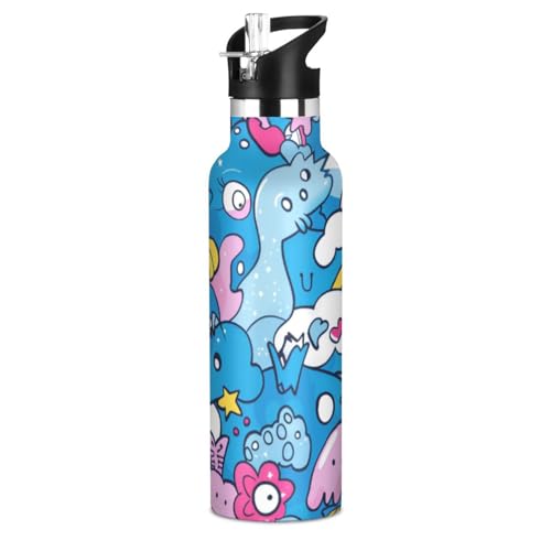 Blue Sky - Botella de agua deportiva con aislamiento a prueba de fugas y sin BPA, a prueba de fugas, doble pared aislada al vacío para agua, leche, jugo, escuela, campamento, deporte termo para