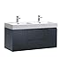 Fresca Valencia 48" Dark Slate Gray Wall Hung Double Sink Modern Bathroom Vanity