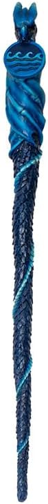 SUMMIT COLLECTION Gifts Decorative Ocean Wave Elemental Water Dragon Magic Wand Blue Spiral Staff Handcrafted Fantasy Costume Accessory 13.75" H