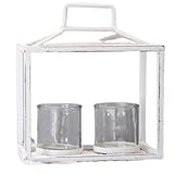 Poids : 1.213 kg CHEMIN DE CAMPAGNE Lanterne Jardin extérieur à Poser Bougie Ancienne métal Blanc 27 cm