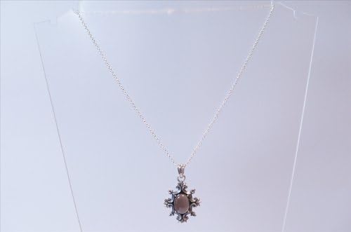 ダークブラウンキュービックジルコニアストーン フレアデザインシルバーペンダント (メンズ＆レディース)