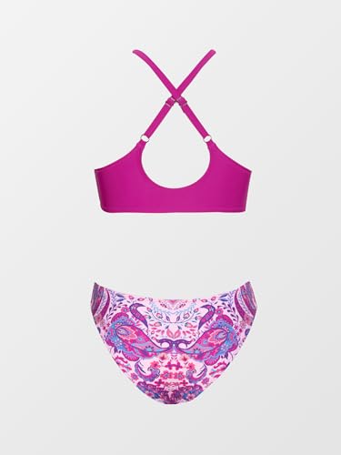 Image of CUPSHE Women's Two Piece Bikini Set Floral Print Knot Bunny Tie | Bunny Tie,Adjustable Straps,Soft Removable Cups,Flattering Bathing Suit For Vacation And Beach