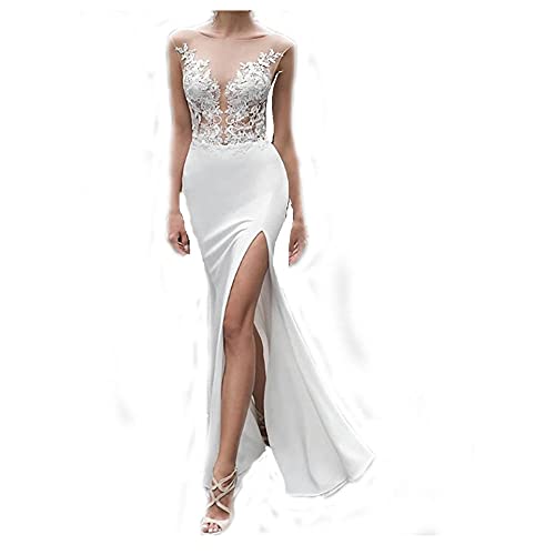 Eastbride Dentelle Robe de Soirée Demoiselle,2021 Nouvelle Robe de soirée Banquet Perspective Simple mariée-White_44,Robe de Soirée pour Mariage Demoiselle Cover