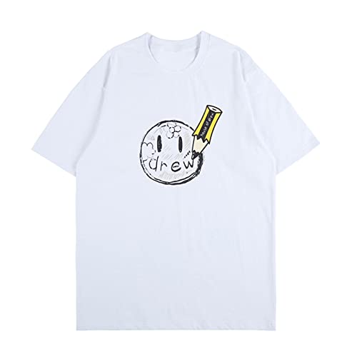 LCYY.TG Drew Shirt Smiley Print Pareja Camiseta de algodón High Street Loose Casual Sudadera Top,M Cover