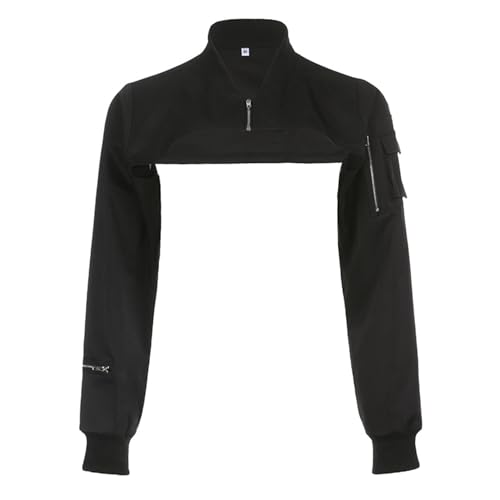 Women Gothic Crop Top Shawl Shrug Punk Cover Up Cardigan T-Shirt Blouse