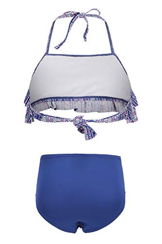 Big Girls Two Piece Bikini Swimsuit Floral Ruffle Bathing Suit High Waisted Size 162