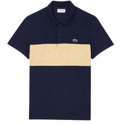 Lacoste Mens Pique Stretch Regular Polo Shirt (XS) (Navy/Cream)