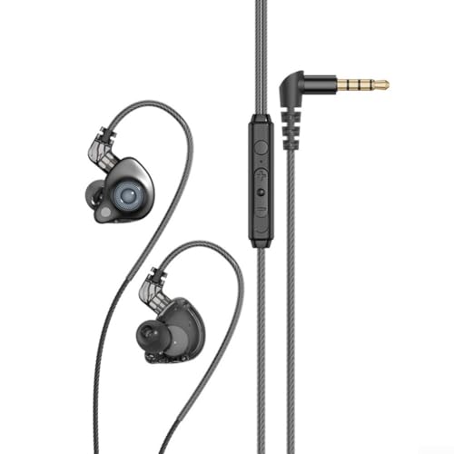 Auriculares de monitor intraural HiFi con cable desmontable con conector de 3 5 mm, control de volumen, aislamiento de ruido para mejorar la experiencia de juego y música (negro)