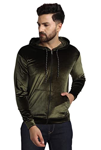 Image of JUGULAR Men's Cotton Velvet Hooded Neck Hoodies