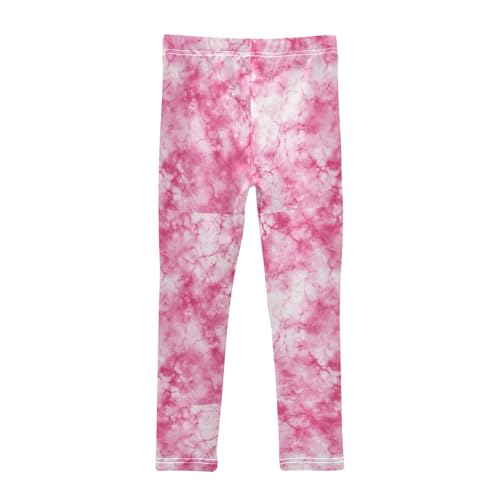 Boccsty Pink White Tie-dye Marble Girls Leggings Kids Yoga Pants Dance Active Tights 4T2