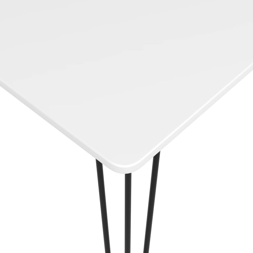 Juego de 5 barras blancas con mesa de comedor y taburetes de metal apilables para cocinas modernas, salón o gastronomía, ahorra espacio, extensible, resistente, fácil de limpiar
