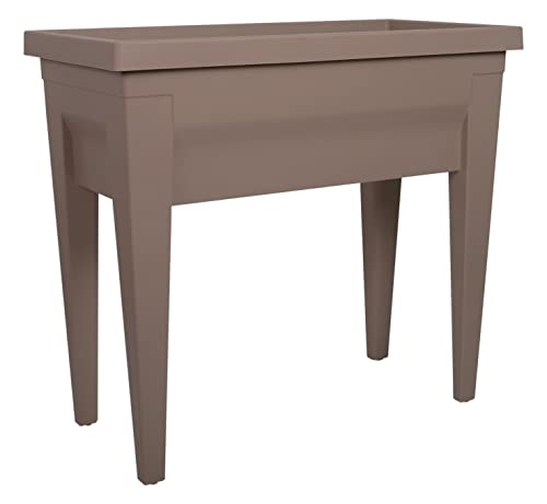 EDA - Espace Potager Veg&Table City 57 L - Zone Rétention d'Eau - Pieds avec Bouchon Evacuation - 76 x 38,5 x 68 cm - Taupe