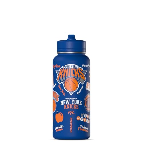 Hydrapeak NBA Officially Licensed New York Knicks 32oz Insulated Water Bottle Celebrating the City of New York Chug Lid & Handle | The Garden Inspired Sports Tumbler for Game Day & Travel (Blue)
