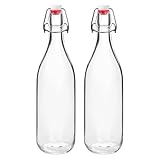 JOBVERT Swing Top Bottles 33oz,2 Pack Glass Brewing Bottles with Airtight Grolsch Closures, Reusable for Kombucha, Beer, Cold Brew, Homemade Beverages Storage