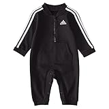 adidas Boys' Long Sleeve Zip Front Track Suit Coveralls, Black, 12 Months