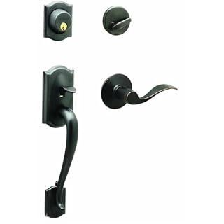 SCHLAGE Front Door Entry Handleset, Accent Lever, Aged Bronze