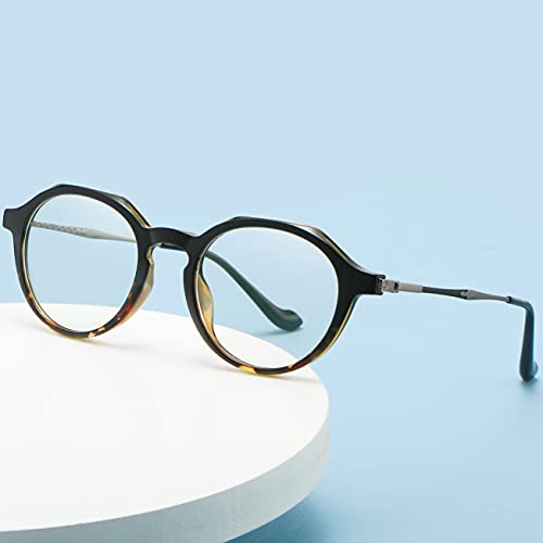 Image of Blue Light Blocking Glasses Men Women Computer Gaming Glasses Trendy Anti Eyestrain TR90 Lightweight Frame 09804 (Bright Black /Glod)