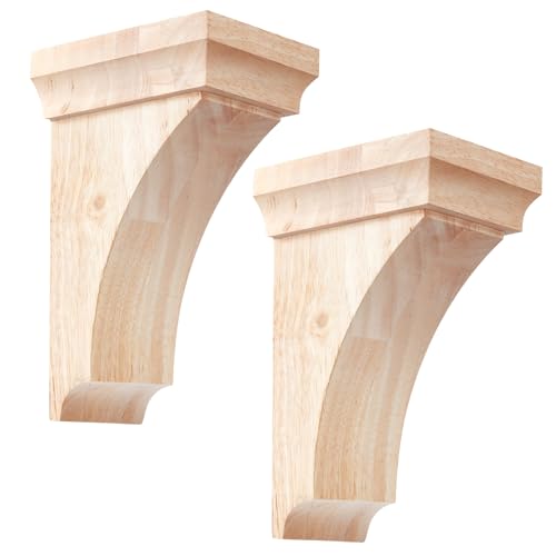 Vercraft 2 Pcs 3-1/2" x 3-3/4" x 6" Wood Corbels, Wooden Shelf Brackets