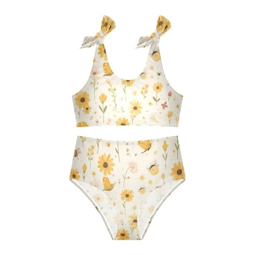 Embroidery Bee Butterfly Flowers Girl 2 Piece Kids Bikini Set Beach Swimsuits Swimming Suits Cute Shoulder Strap3