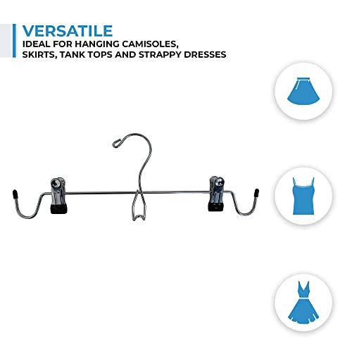 Ustech Cami Space Saving Closet Hangers With Rubber Coated Tips | Steel Pant Hangers With Clips For Tank Tops & Lingerie | Non-Slip Skirt Hangers With Metal Clip Hook For Multipurpose | Pack Of 12 #TOP6