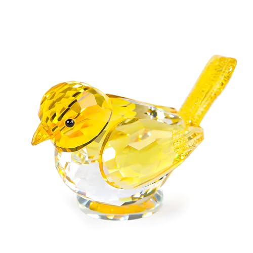 Figuras coleccionables de pájaro amarillo de cristal, regalos para mujeres y hombres, adornos de pájaros de cristal, centro de mesa, decoración del hogar, pisapapeles regalos para amantes de los