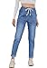 Alaster Queen Jeans da donna con elastico in vita pantaloni in denim con coulisse, 145-blu, XL