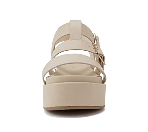 Soda “Drifter” ~ Women Flatform Multi Strap Double Buckle Open Toe Ankle Strap Platform Wedge Sandals (Natural Pu, 10, Us_Footwear_Size_System, Adult, Women, Numeric, Medium, Numeric_10) #TOP2