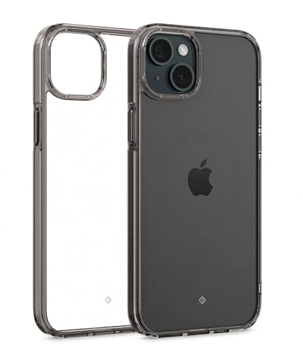 Image of Spigen Caseology Quartz Crystal Back Cover Case for iPhone 15, Clear Transparent, Slim Frame - Polycarbonate + TPU | Crystal Black