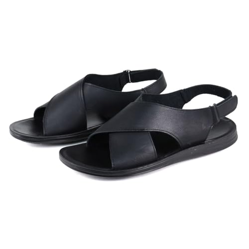 MGGMOKAY Mens Across Sandals Summer Leather Sandal Classic Soft Comfort Summer Shoes2