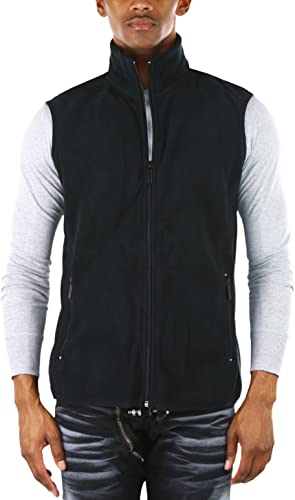 Image of ToBeInStyle Men's Zip Up Sleeveless High Collar Polar Fleece Vest