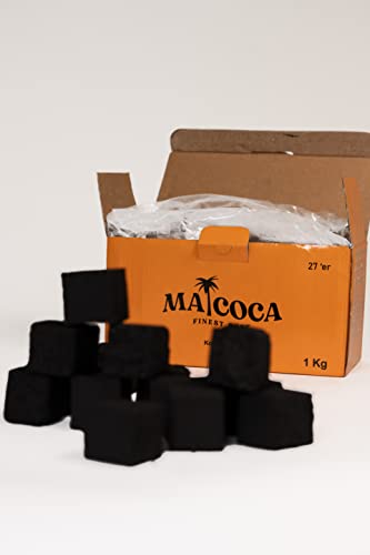 Macoca 1Kg Deluxe Grill Kohle 27mm groß aus Kokos 54 Stück Coco Briketts kaufen extra Lange Brenndauer für Grill und BBQ… – Bild 4