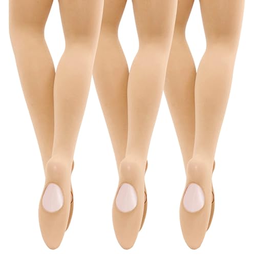 Image of MANZI 3 Pairs Women's Girls' Basic Convertible Transition Ballet Dance Tights 40-Denier