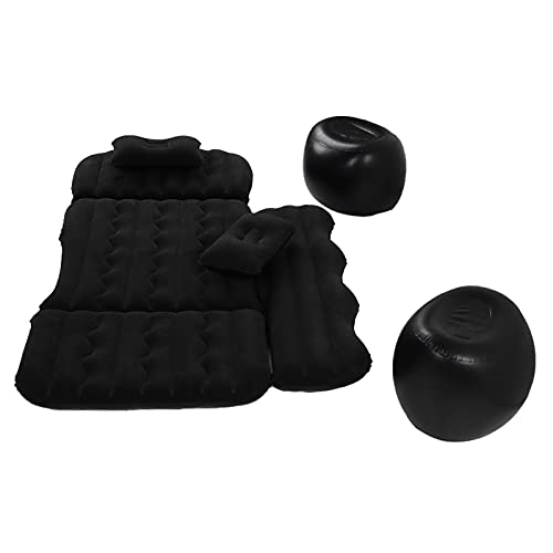 Aramox Colchón de PVC Flocado, Cama de Aire de Viaje con Bomba Infladora Eléctrica, Colchón Automático Plegable para Asiento Trasero de Coche, Camping, Viajes por Carretera, Descanso Al Aire Libre