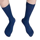 JOERBABU Medias elegantes de terciopelo para hombre, calcetines de vestir de seda para ocasiones formales, longitud media de la pantorrilla, color sólido, medias de traje de negocios, azul marino,