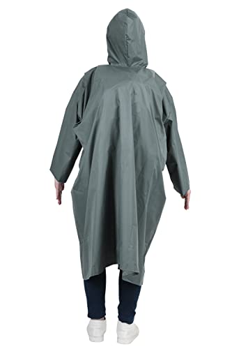 Image of ROCKSPORT Hooded Waterproof Rain Poncho for Men, Women & Adult II PU Coating 2000MM - Grey
