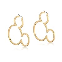 Disney Women's Mickey Outline Hoop earrings Hoop Earrings, Gold, 6CM