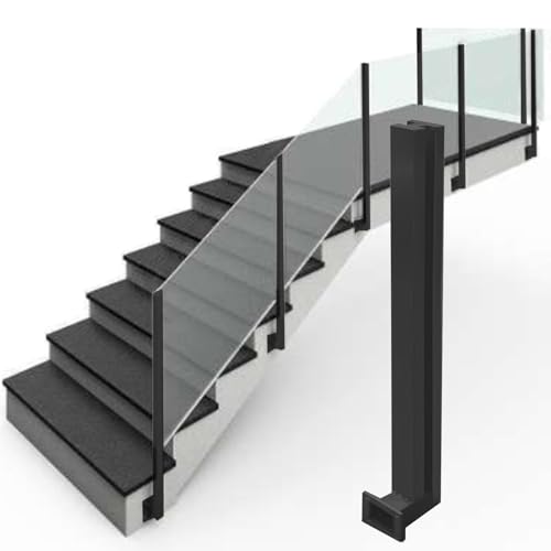 Poteau de serrage en verre 120cm en acier inoxydable 304 noir pour fixation latérale
