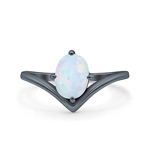 Blue Apple Co. V Art Deco Wedding Ring Oval Simulated Cubic Zirconia 925 Sterling Silver