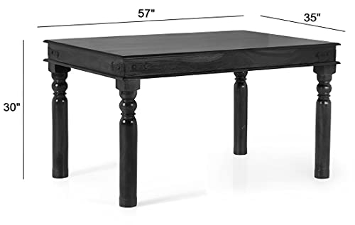Image of Loonart Solid Sheesham Wood 6 Seater Dining Table Set | Antique Four Seater Wooden Dining Set with Chairs | Handmade Furniture for Home Kitchen & Dining Room (Honey Finish)