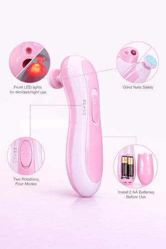 Image of Brand Conquer Electric Baby Nail Trimmer for Newborns with LED Light - Safe Baby Nail Cutter 0-6 Months | Quiet Baby Nail File Kit with Multiple Grinding Heads | Infant Nail Care Grooming Set (Pink)