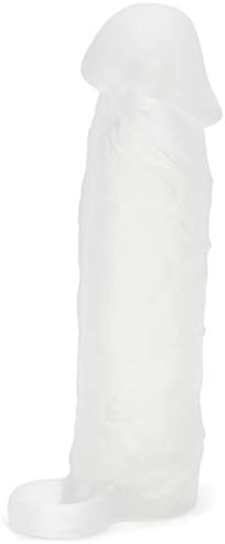 Lovehoney Mega Mighty Realistic Penis Sleeve Sex Toy for Couples, Clear | Penis Extender with Cock Ring, Male Sex Toy Adds 1 Extra inch, Cock Sleeve Enhancer for Men, Silicone Dildo for Men & Women