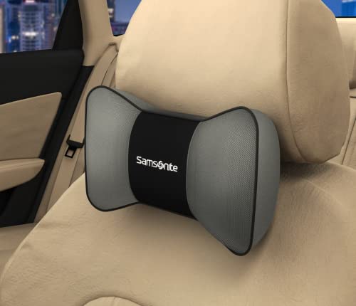 SAMSONITE, Neck Pillow for Car and SUV, Helps Elevates Personal Comfort, 100% Pure Memory Foam, Headrest Cushion Fits Most Vehicles